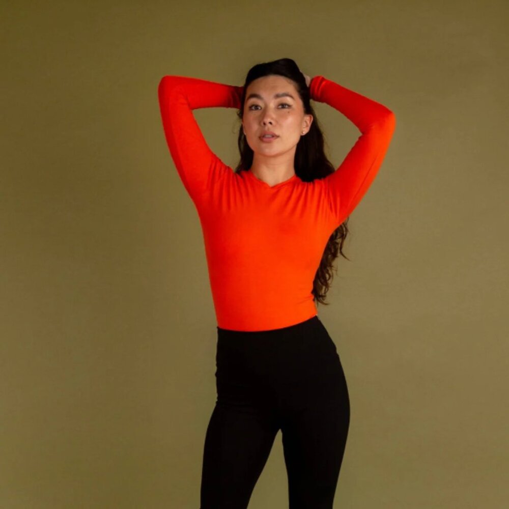 Leki full length long-sleeved top in Flame - size M